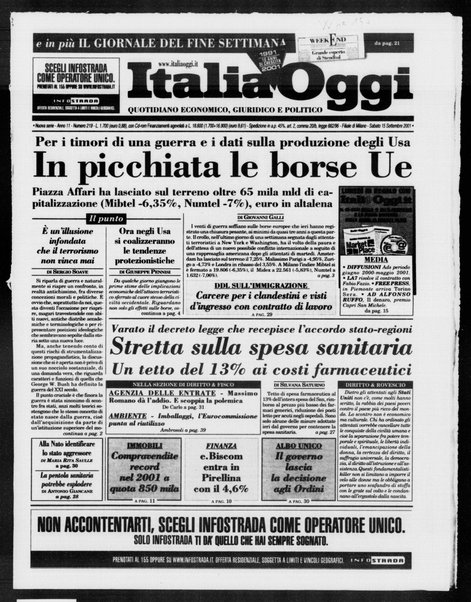 Italia oggi : quotidiano di economia finanza e politica